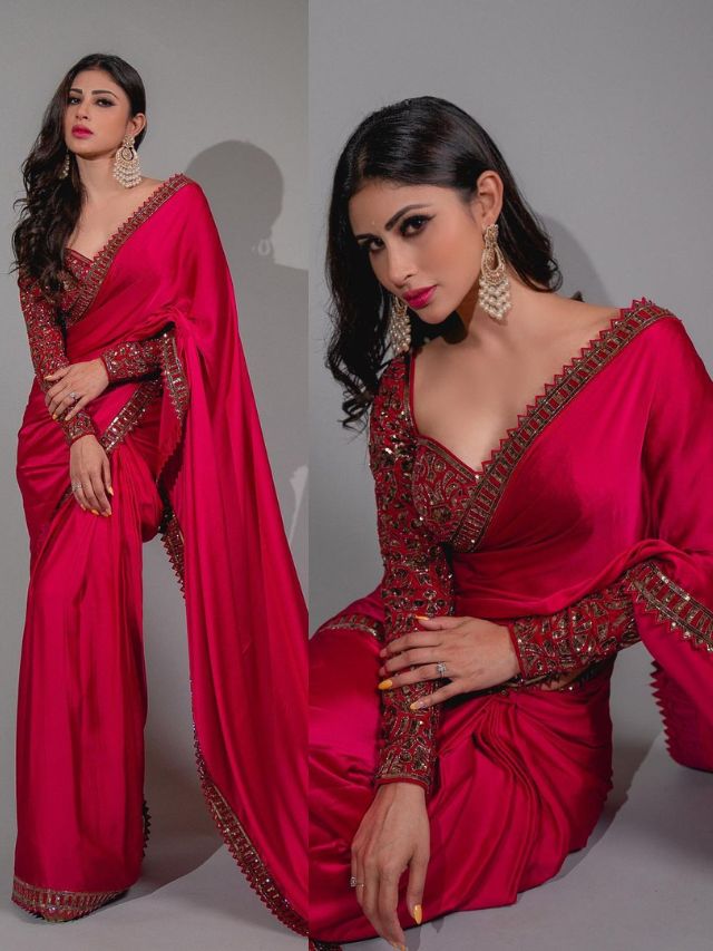 Mouni Roy raises internet temperature in red hot saree