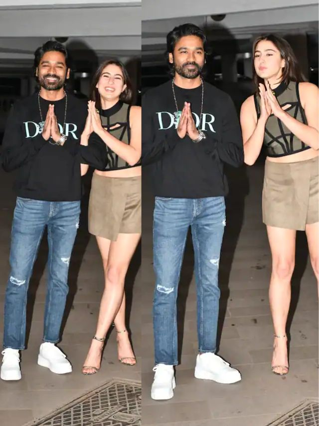 Sara Ali Khan greets with Dhanush