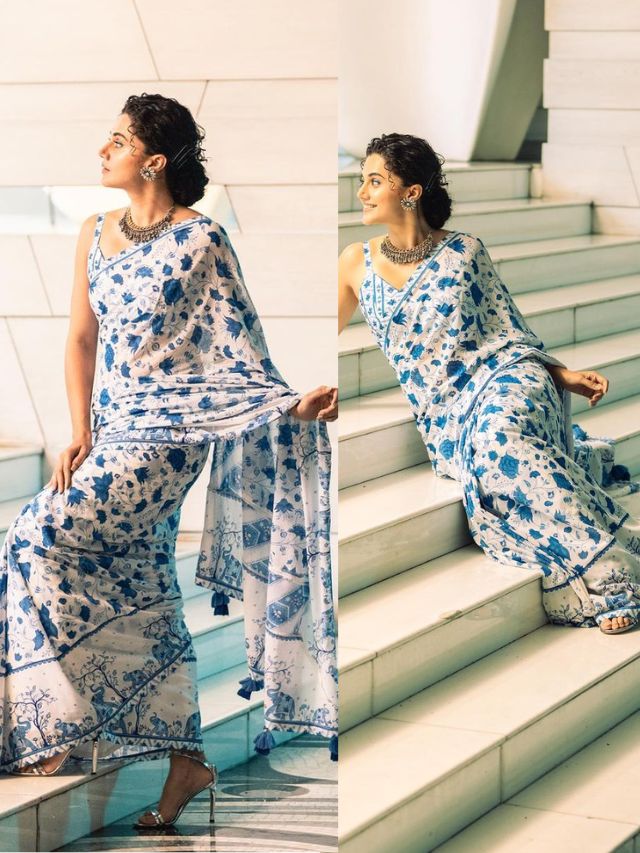 Taapsee Pannu personifies grace and elegance in white floral saree