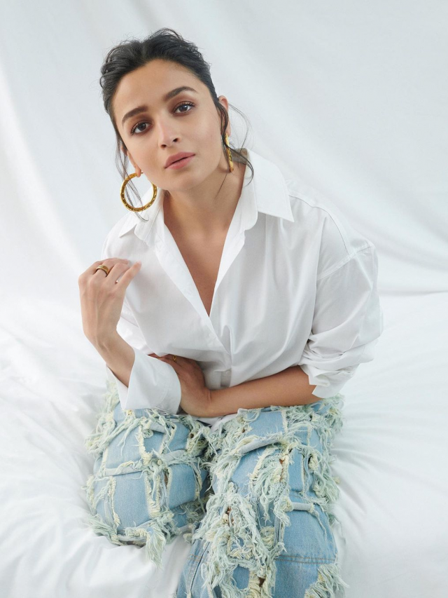 Alia Bhatt chooses classic white-denim combo for Darlings Promotions