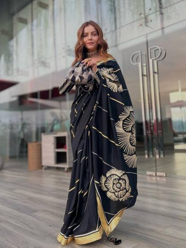 काली साड़ी में रुबीना दिलैक ने दिखाया अपना हुस्न