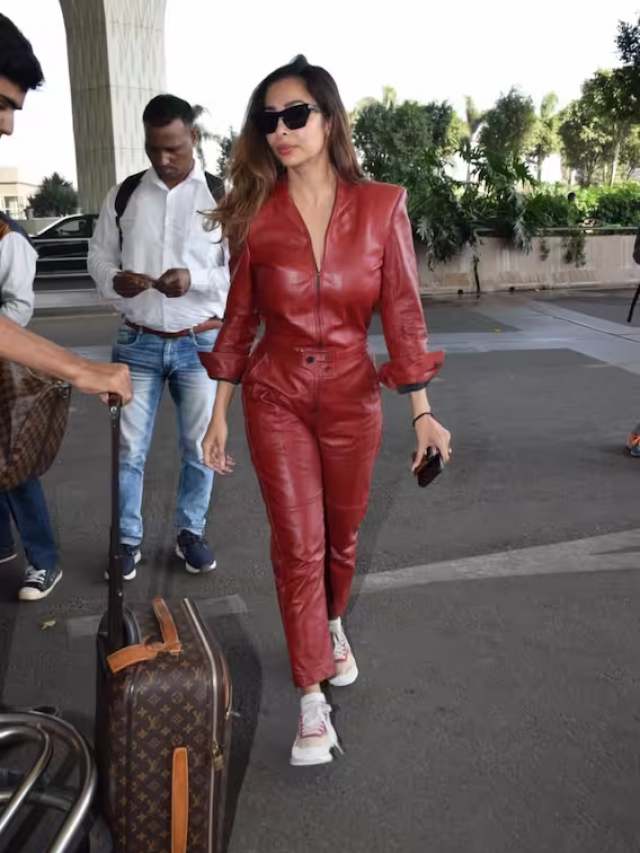 वैलेंटाइन डे के दिन एयरपोर्ट पर स्पॉट हुईं मलाइका