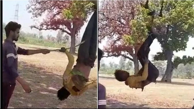 In Chhattisgarh, a person was hung upside down from a tree, then five people crossed the limits of cruelty