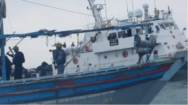 Pakistani boat caught by Indian Coast Guard off Gujarat coast 12 suspects arrested