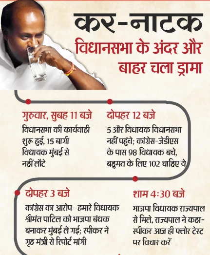 नाटक जारी, सदन टला: फ्लोर टेस्ट आज नहीं, गवर्नर ने कुमारस्वामी से कहा- कल दोपहर 1.30 तक बहुमत साबित 