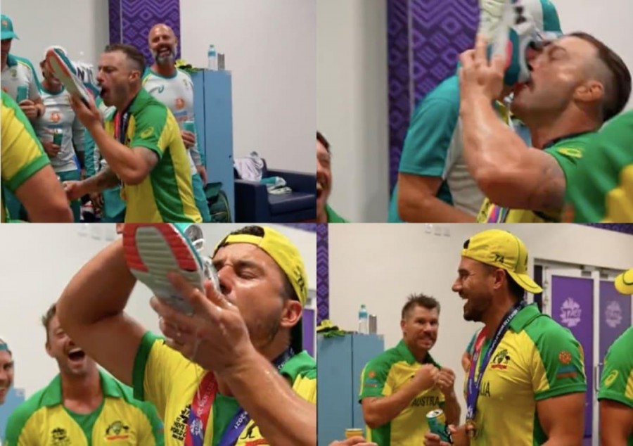Australian players drink from shoes to celebrate T20 WC 2021 win, video