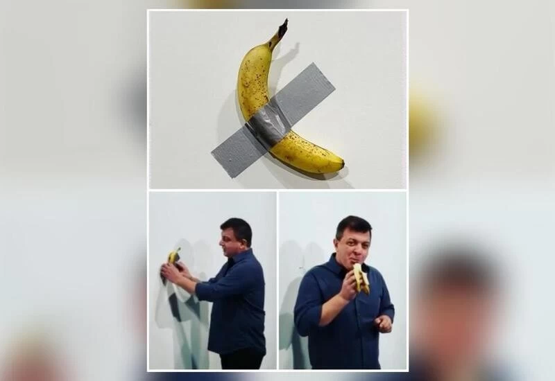 Performance artist eats ₹85 lakh banana duct-taped to wall, says he was hungry