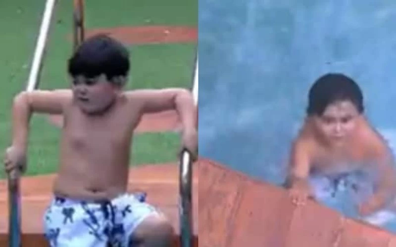 Abdu rozik cute video shows swimming skills