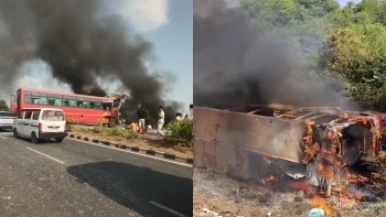सूरत बस हादसा: दो सरकारी बसों की टक्कर के बाद लगी भीषण आग, 8 की मौत