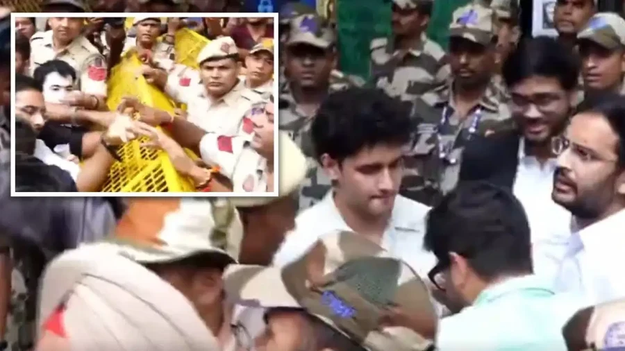 Delhi: CJP Protests at Parliament Street Station, Demands Action Against Swatantra Bhardwaj