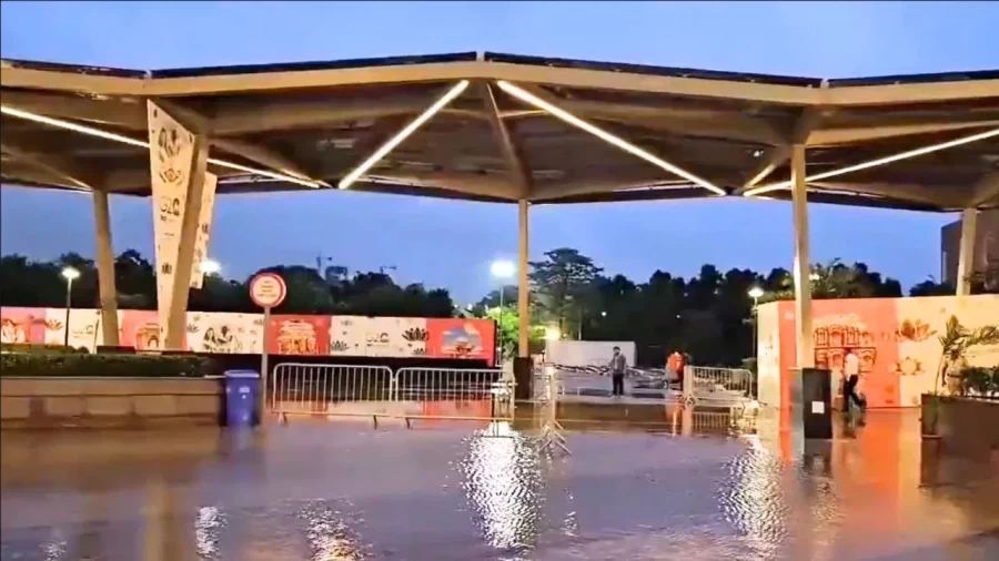 Congress took a jibe at Modi government by sharing the video of water filling in Bharat Mandapam.