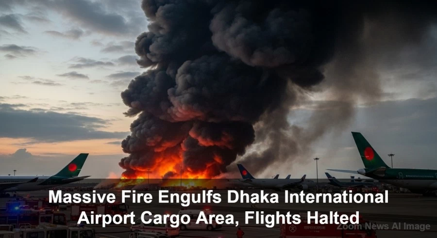 Massive Fire Engulfs Dhaka International Airport Cargo Area, Flights Halted