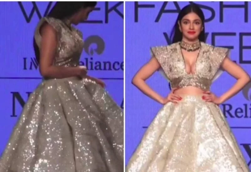 रैम्प वॉक के दौरान Oops मोमेंट की शिकार हुईं ये अभिनेत्री, खुला लहंगा: देखे वीडियो