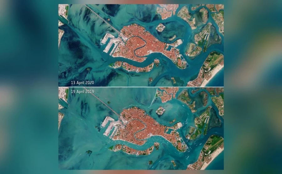 Before-and-after satellite images of Venice's waterways amid coronavirus released