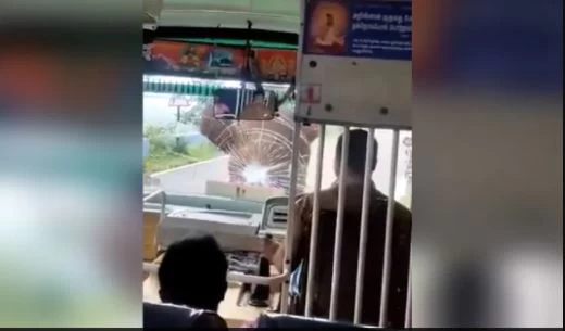 The elephant attacked the bus so the driver pacified the elephants anger people said - this is called working with the mind