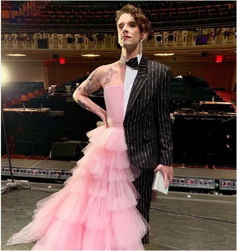 half-tuxedo, half-dress at Met Gala 2019