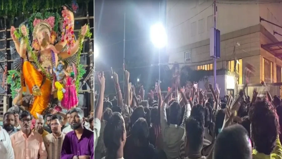 मुंबई गणपति आगमन यात्रा में बवाल प्रतिमा पर अंडे फेंकने के आरोप के बाद तनाव