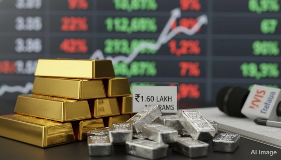 सोने और चांदी की कीमतों में रिकॉर्ड तेजी: सोना ₹1.60 लाख के करीब पहुंचा