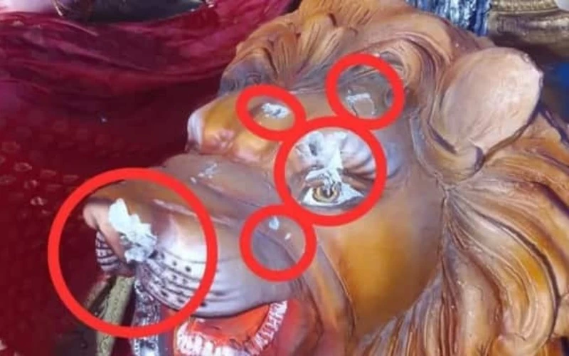 Vandalize idols in Durga pandal and church by Women in burqa in Hyderabad