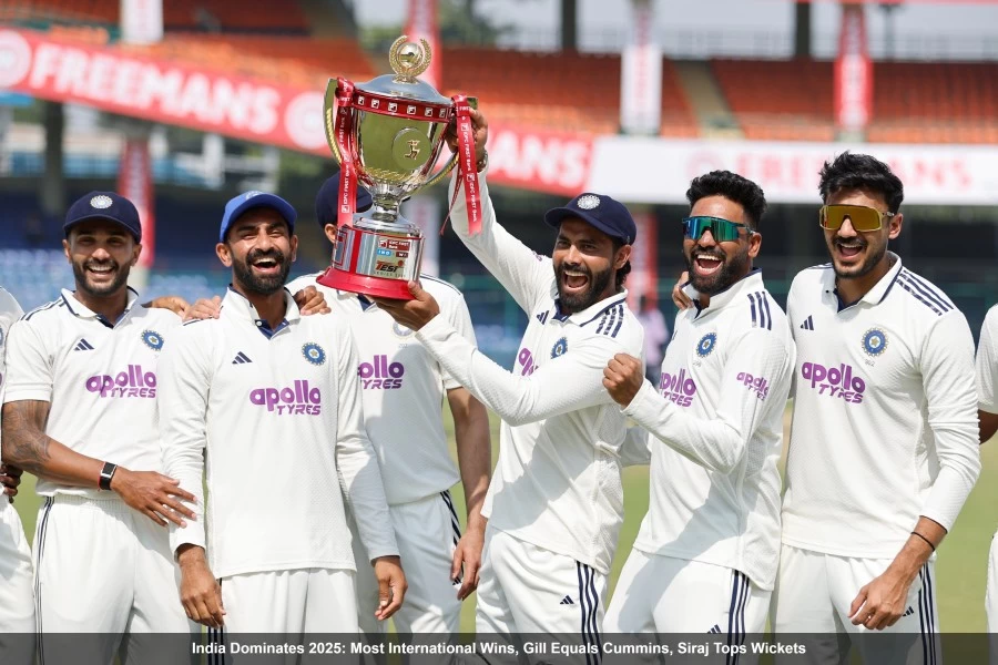 India Dominates 2025: Most International Wins, Gill Equals Cummins, Siraj Tops Wickets