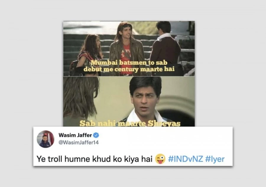 टेस्ट डेब्यू पर अय्यर के शतक के बाद जाफर ने खुद को ट्रोल कर 'मैं हूं ना' का मीम किया शेयर