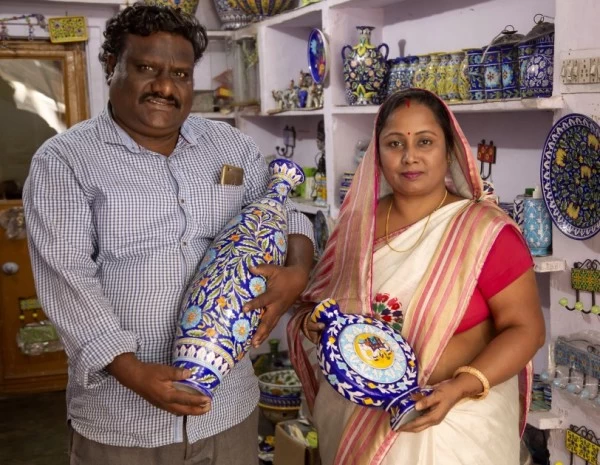 A couple from Jaipur help revive blue art pottery with aid from Amazon