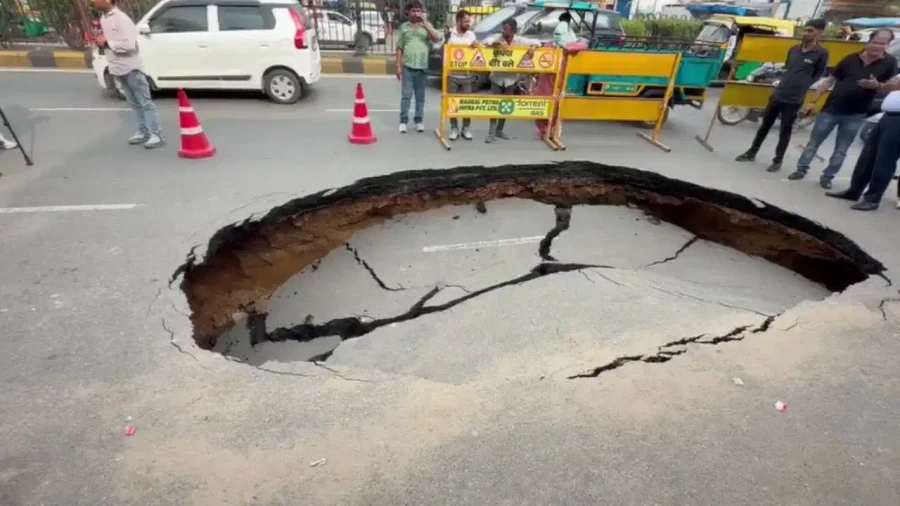 Jaipur Main Tonk Road Caves In After Rain, Massive Sinkhole Disrupts Traffic