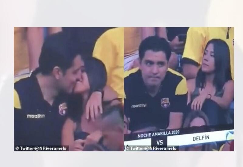 Football fan caught kissing woman during match admits he was cheating