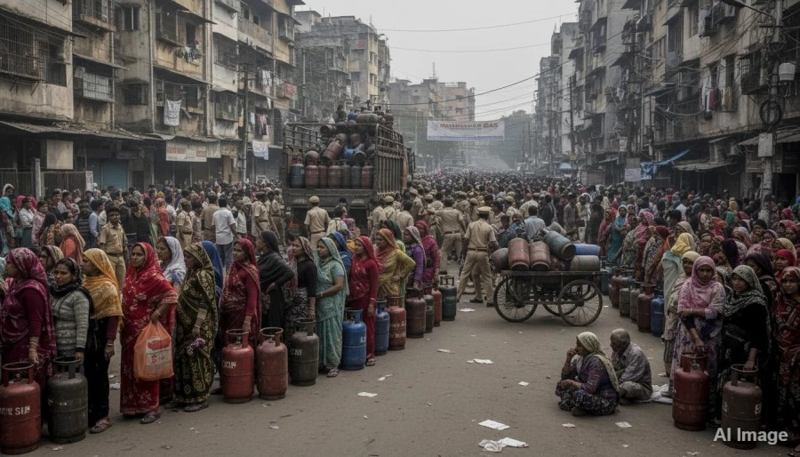 भारत में एलपीजी संकट: मुंबई और नोएडा में गैस की भारी किल्लत।