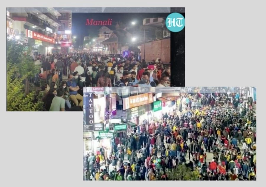 मनाली में कथित तौर पर पर्यटकों की भीड़ की फोटो वायरल, लोगों ने कहा- अगली लहर की चेतावनी