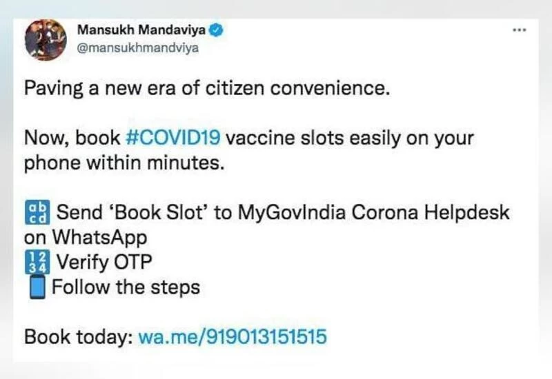 Book COVID-19 vaccine slots within minutes on WhatsApp: Health Minister