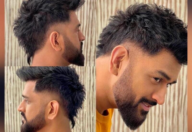 Pics of MS Dhoni's new look with faux hawk hairstyle go viral