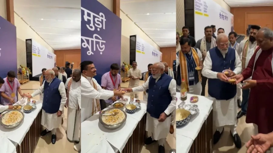 PM Modi Breaks Nehru Record: Shares Jhalmuri with NDA Leaders at Bharat Mandapam