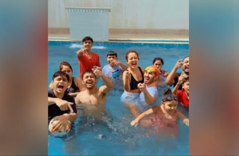 Neha Kakkar Pre Holi Celebration With Family In Pool Dance On Tera Suit Video Goes Viral