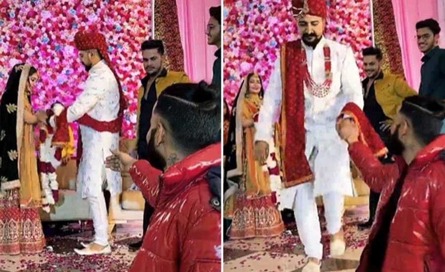 Groom ran away from the stage bride got surprise in wedding watch video