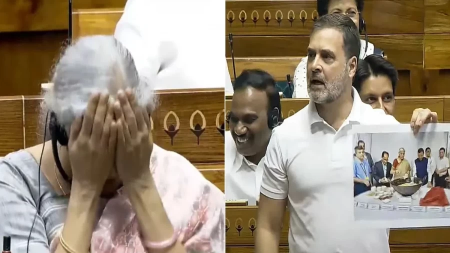What did Rahul Gandhi say in the House that made Finance Minister Nirmala Sitharaman laugh?