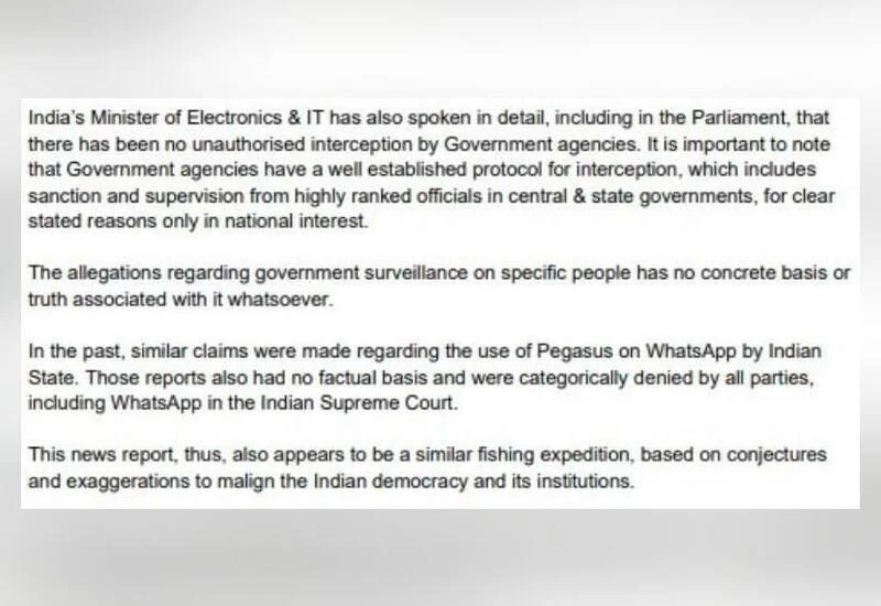 No truth: Govt on allegations of spying on specific people using 'Pegasus' spyware