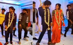 Groom start doing such an act in front of the bride at wedding 
