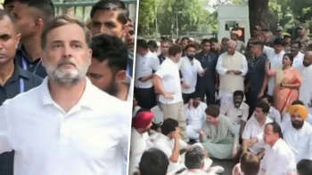 पीएम आवास के पास राहुल गांधी का प्रदर्शन, पेपर लीक पर मांगा इस्तीफा