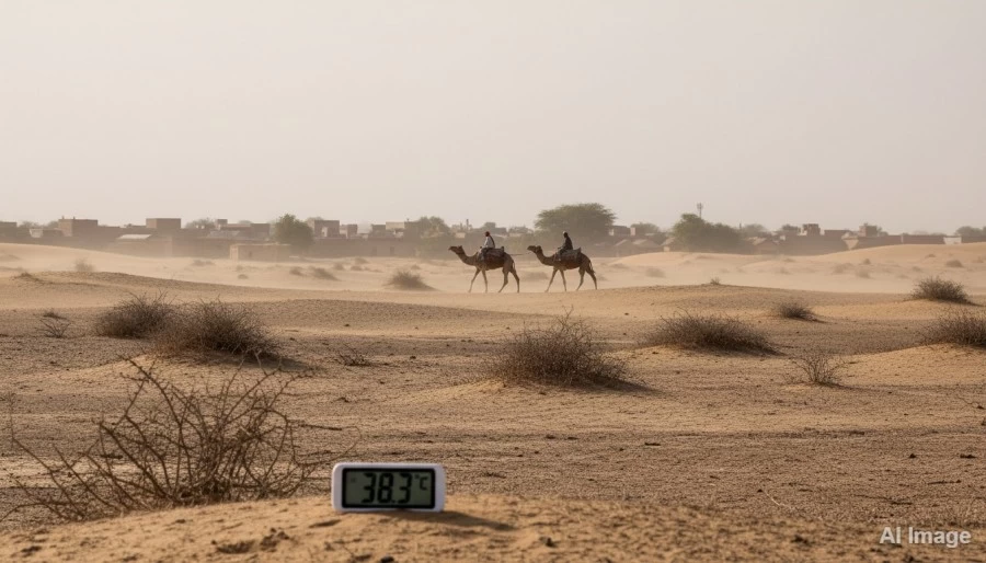 राजस्थान मौसम: बाड़मेर में पारा 38.3 डिग्री पहुंचा, भीषण गर्मी की चेतावनी।