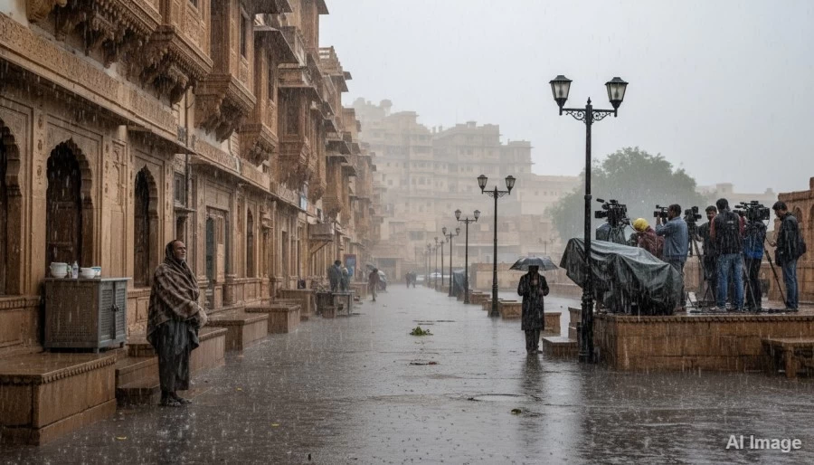 Rajasthan Weather: Western Disturbance Triggers Rain in Jaisalmer, Alerts Issued