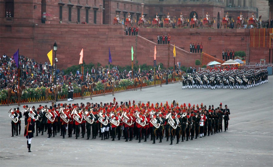 The Band Performing At The ‘Beating Retreat’ Ceremony, At Vijay Chowk