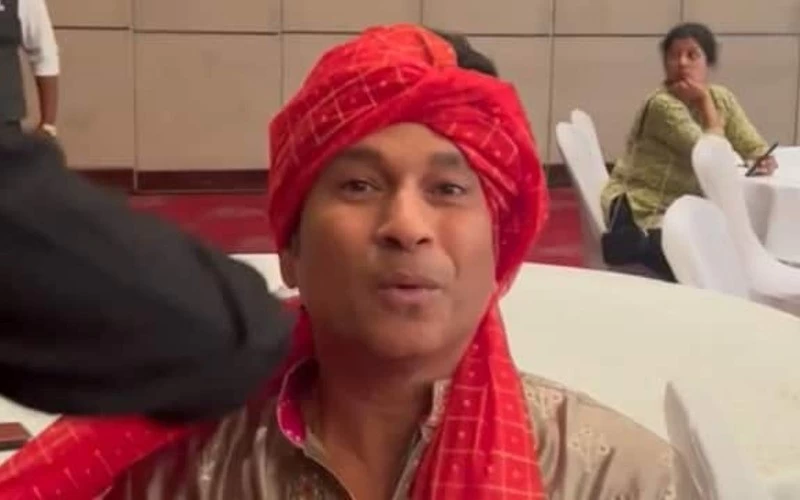 Sachin Tendulkar wear Traditional feta for his brother Nitin Tendulkar daughter wedding Celebration