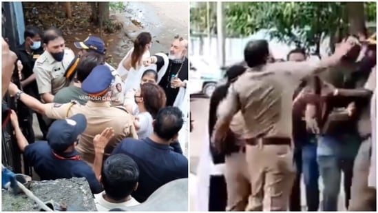 549px x 309px - Sambhavna fights with policeman for manhandling her husband at Sidharth's  funeral