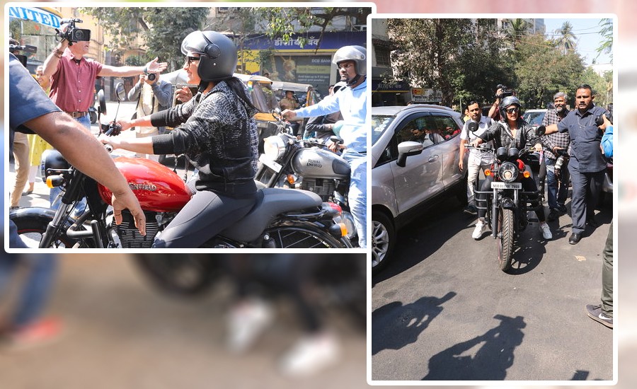 Sonakshi Riding Bike In Mumbai