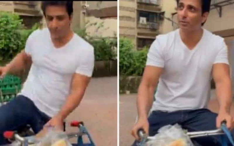 sonu sood sells bread eggs and other food items on cycle says support small business