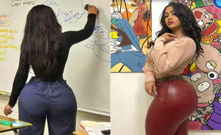 Viral woman teacher short hot sexy dress not fine outfit parents and users angry she responds