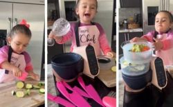 Two years old girl make food for her mother video goes viral