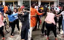 Girls fight during DJ road show dance Video viral trending