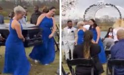 Groom arrived in a coffin at wedding stage guest were shocked ot see this surprise